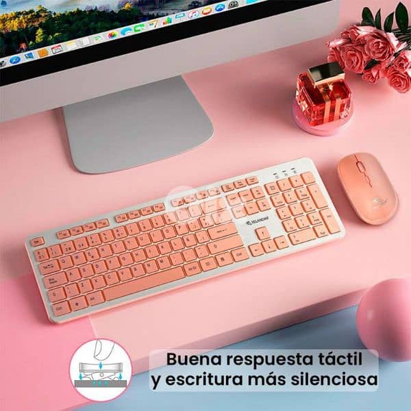 pink keyboard and pink mouse 0
