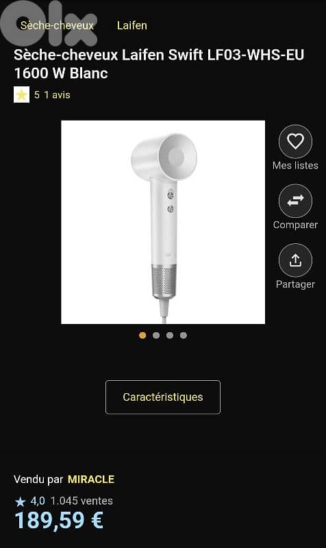 Laifen Swift Pearl White hair dryer (LF03-WHS-EU)  /4$ delivery. 8