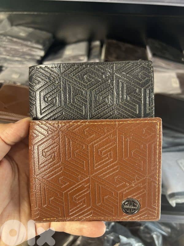 Two Embossed Leather Wallets – Black & Brown 0