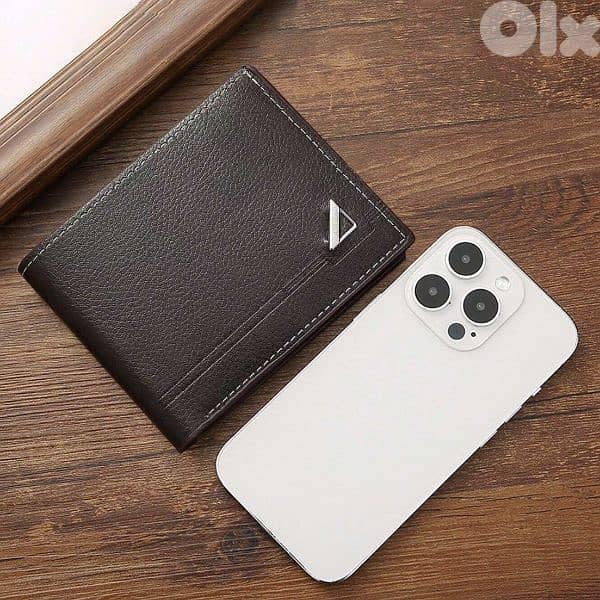 Men's Black Leather Wallet with Metal Accent 2