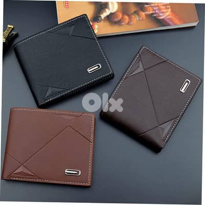 Elegant Geometric Design Leather Wallets in Black and Brown