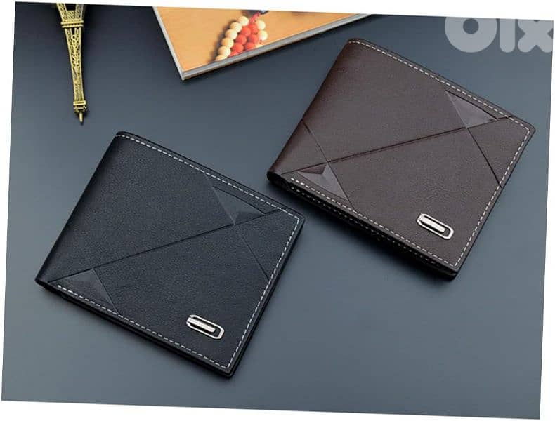 Elegant Geometric Design Leather Wallets in Black and Brown 1
