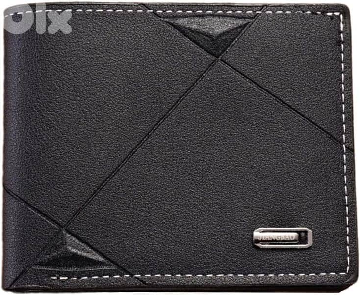 Elegant Geometric Design Leather Wallets in Black and Brown 4