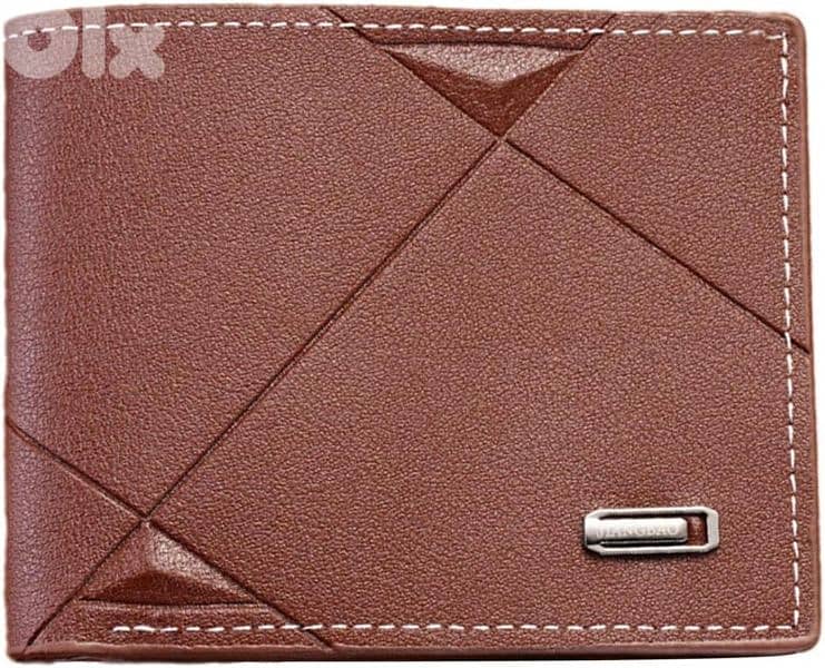 Elegant Geometric Design Leather Wallets in Black and Brown 5