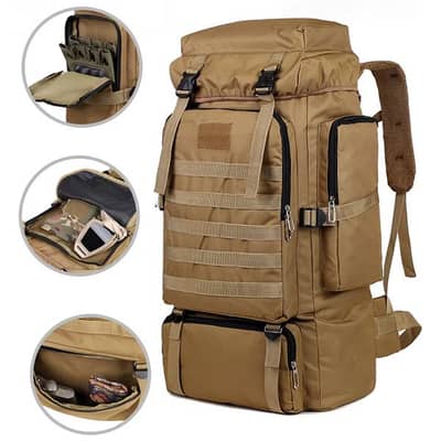 Military Tactical Backpack with Multiple Compartments and Straps