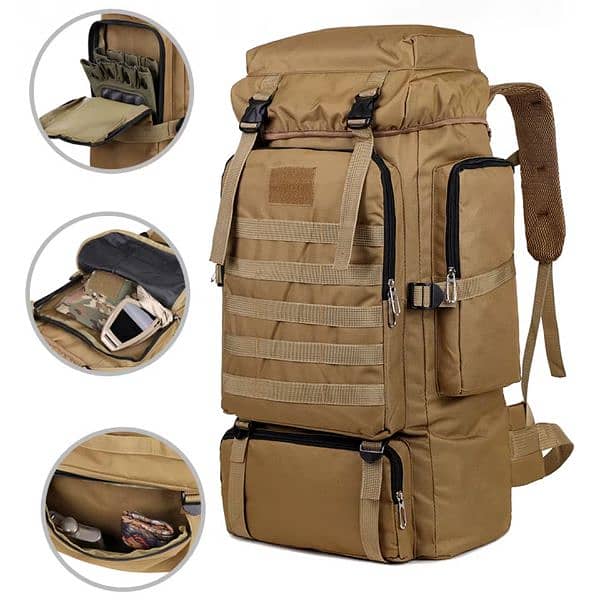 Military Tactical Backpack with Multiple Compartments and Straps 0