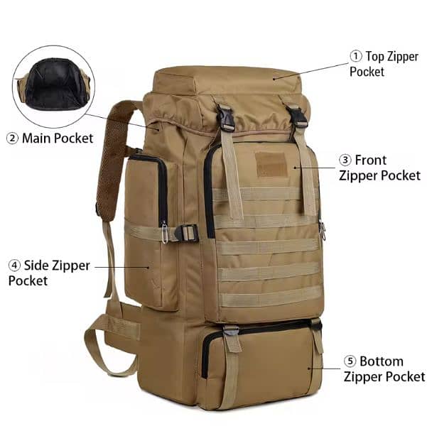 Military Tactical Backpack with Multiple Compartments and Straps 1