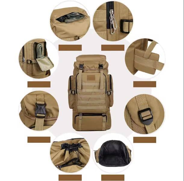 Military Tactical Backpack with Multiple Compartments and Straps 2