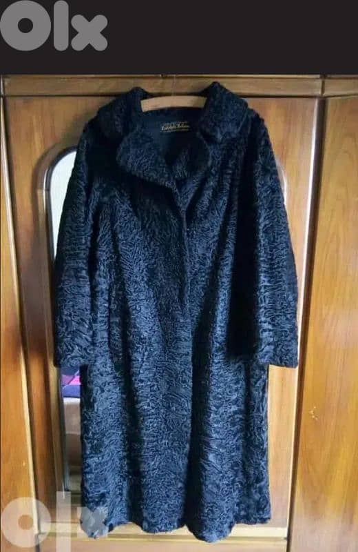 معطف فرو astrakhan اصلي فرنس للجمال و الاناقة 0