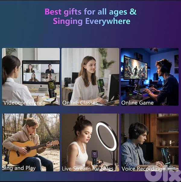 JYX U120 Game Desktop Microphone with RGB Breath Lights  /4$ delivery 6