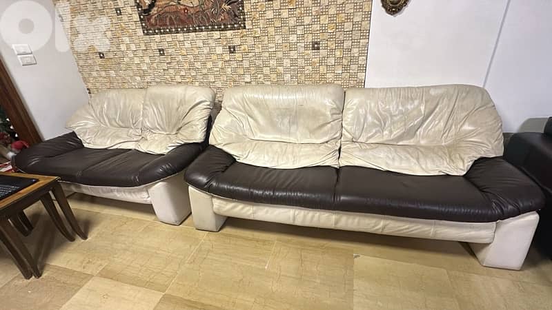 2 sofas (real leather) 0