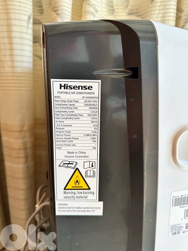 Like-New ‎12,000 BTU Portable AC (& Heater) – Hisense – Ashrafieh 2