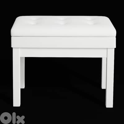 White piano luxury bench adjustable with bookcase ( chair )