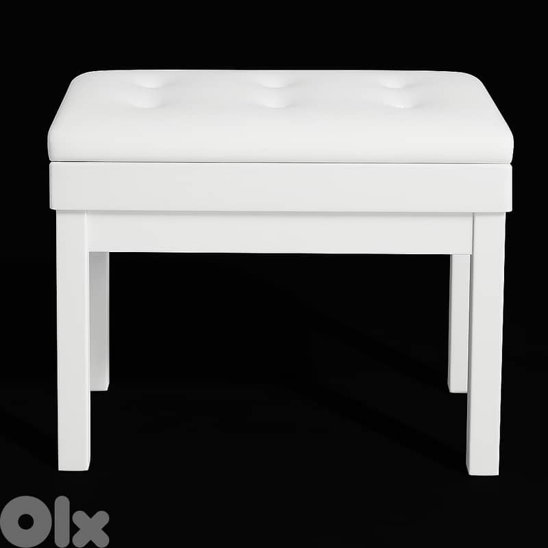 White piano luxury bench adjustable with bookcase ( chair ) 0