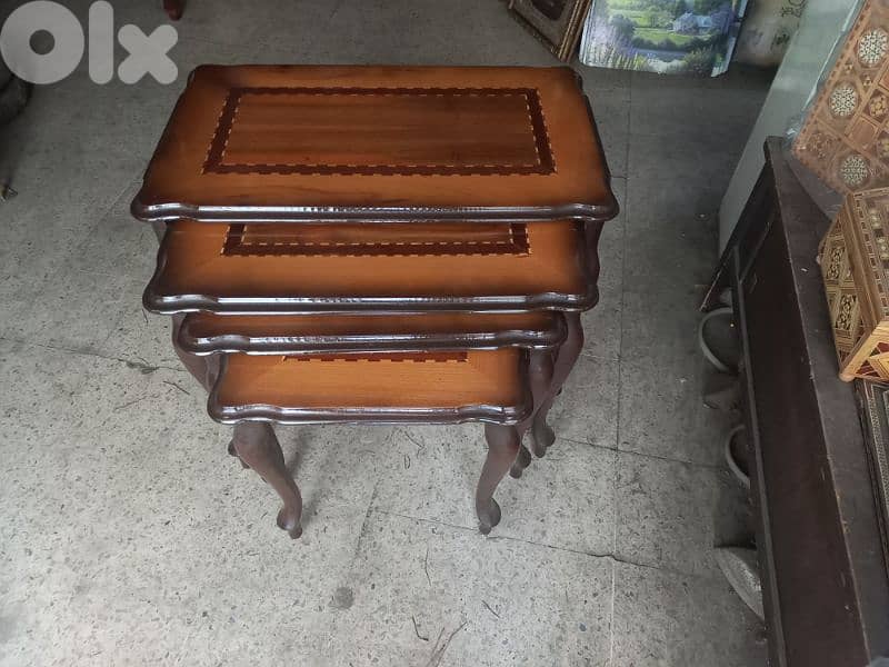 طقم طاولات خشب زين ٤ قطع 0