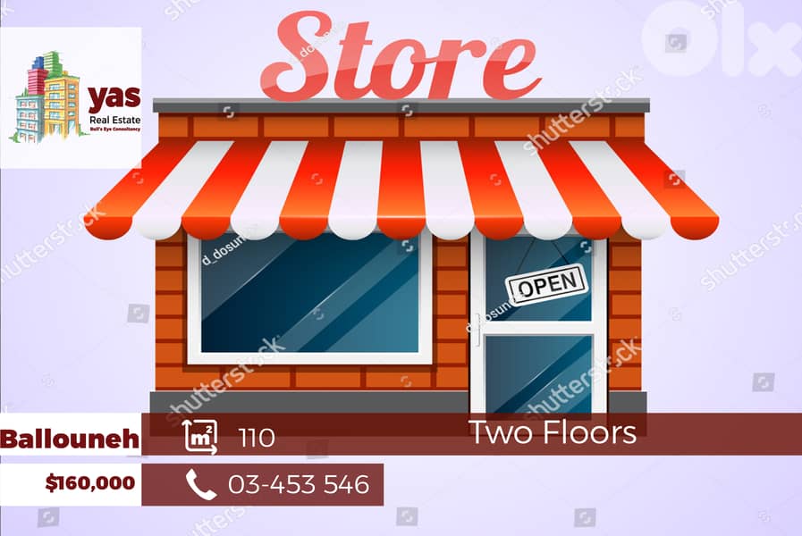 Ballouneh 110m2 | Shop | Two Floors | Prime Location | GA 0