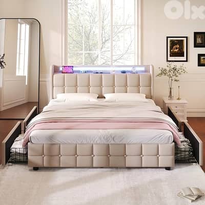 LED Drawers Bed