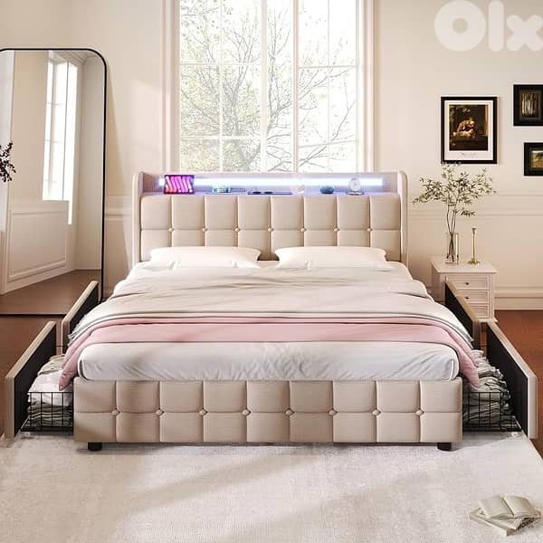 LED Drawers Bed 0