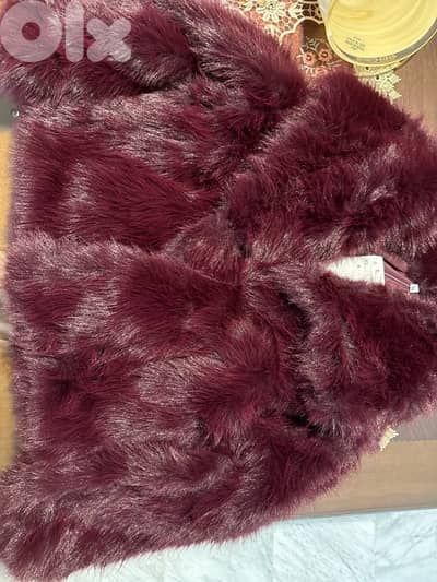 burgundy fur jacket
