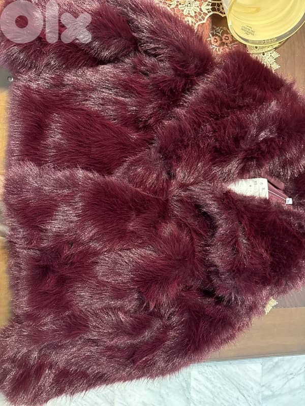 burgundy fur jacket 0