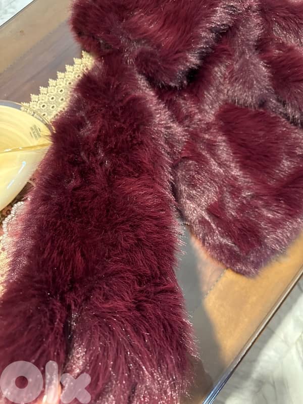 burgundy fur jacket 1