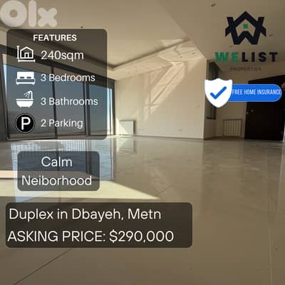 Apartment Duplex for sale in Dbayeh شقة للبيع في منطقة ضبية