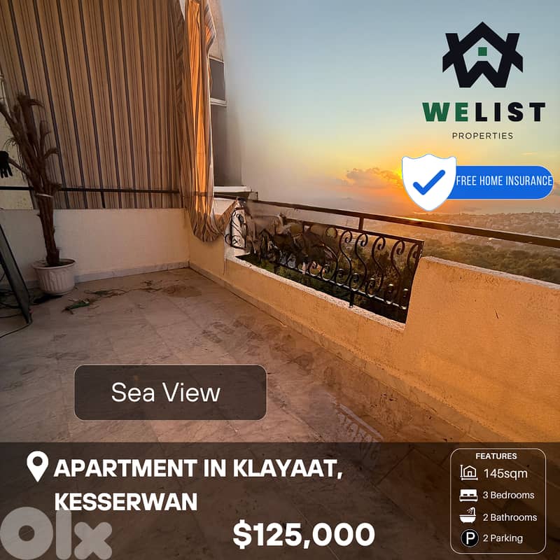 Apartment for sale in Klayaat شقة للبيع في منطقة القليعات 0