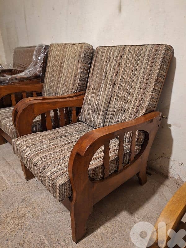 كنب فوتوي عدد٢ شازموريس ضهر متحرك خشب جوز اصلي قديم chaise morice 0