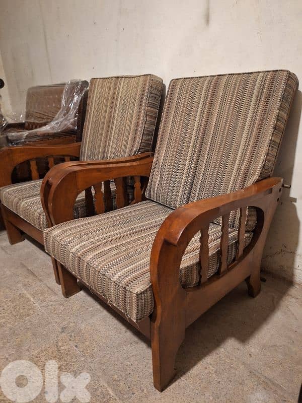 كنب فوتوي عدد٢ شازموريس ضهر متحرك خشب جوز اصلي قديم chaise morice 3