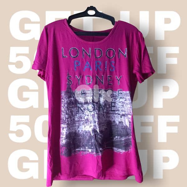 Pink World Cities Graphic T-Shirt – London Paris Sydney Venice Rome 0