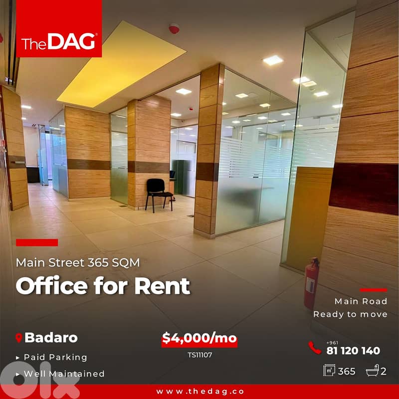 Badaro 365 SQM Office for Rent مكتب للايجار 0