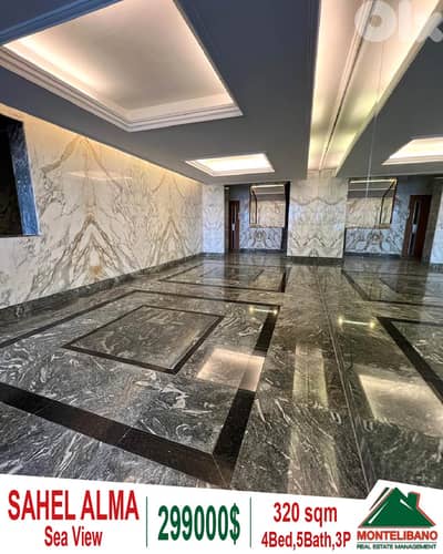 320 sqm Apartment For Sale in Sahel Alma with Sea View