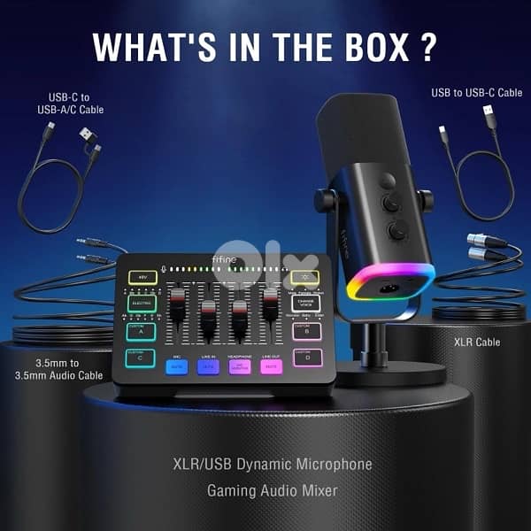 FIFINE AM8 Gaming Microphone Kit ( mic + mixer + arm handle) 2