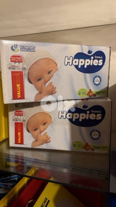 Happies Economy 2 Boxes Small, 110 Diapers, Size2 (3-6 Kg)