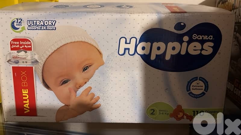 Happies Economy 2 Boxes Small, 110 Diapers, Size2 (3-6 Kg) 1
