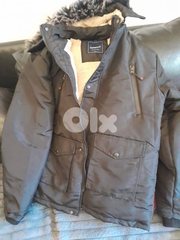 Turkish coat field black with fur capushon. 5