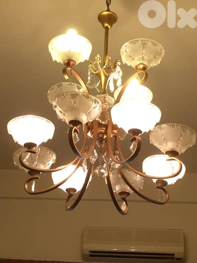 60+ years old copper French made chandelier gold coated