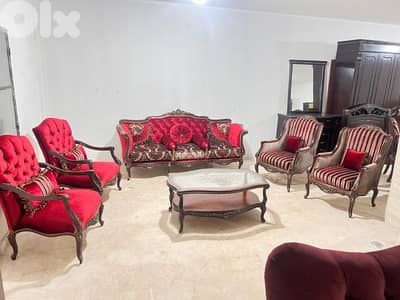 صالون فرنسي ملوكي خشب زان حفر أيد مستعمل بحالة جديدة