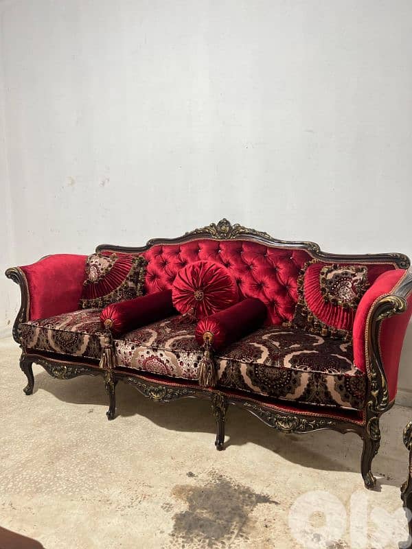 صالون فرنسي ملوكي خشب زان حفر أيد مستعمل بحالة جديدة 2