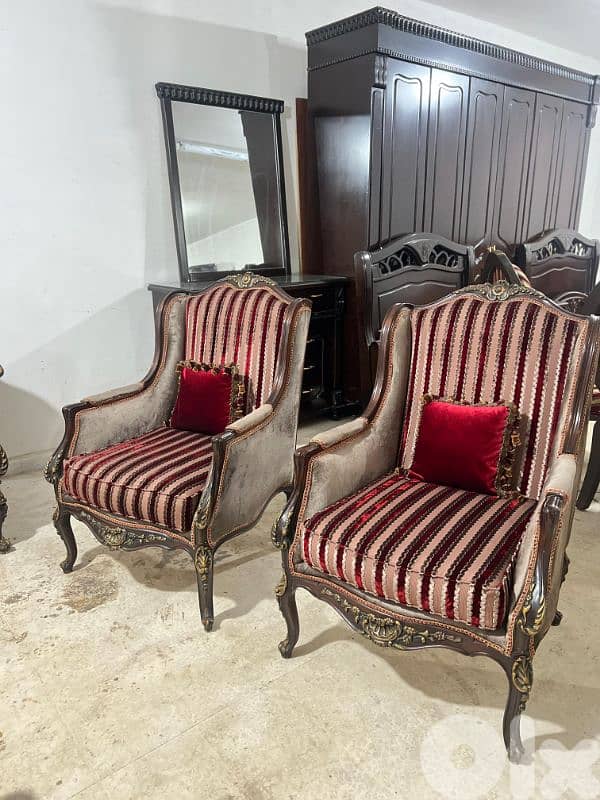 صالون فرنسي ملوكي خشب زان حفر أيد مستعمل بحالة جديدة 6