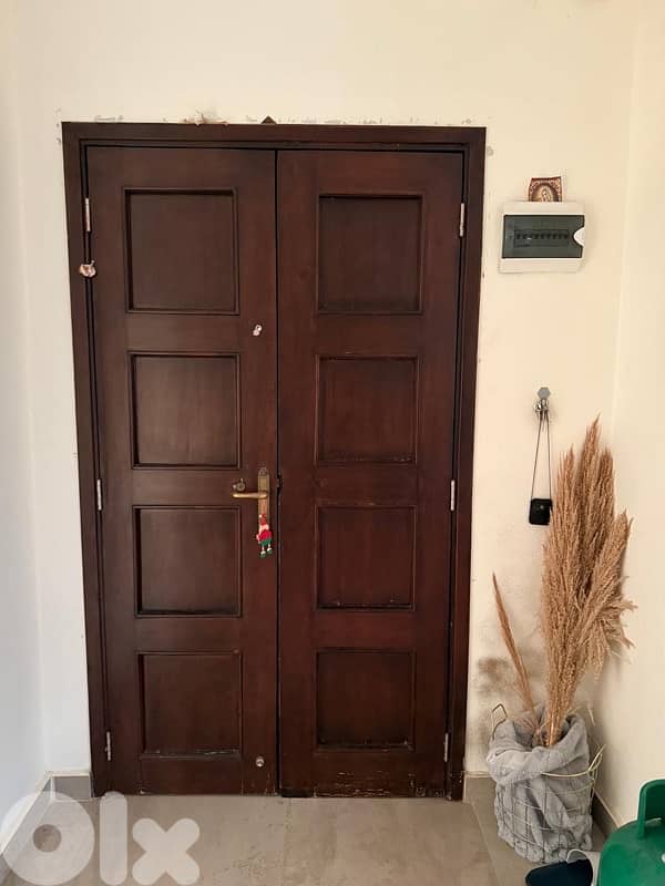 Mogono wood entrance door with safety door 1