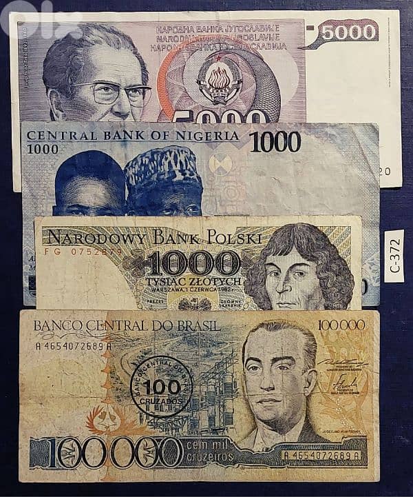 World old 4 banknotes Lot# C-372 0
