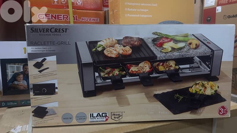 silvercrest raclette grill + 8 non stick pans and spatulas 1