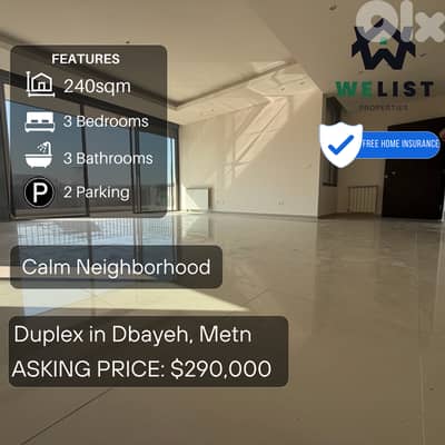 Apartment Duplex for sale in Dbayeh شقة للبيع في منطقة ضبية
