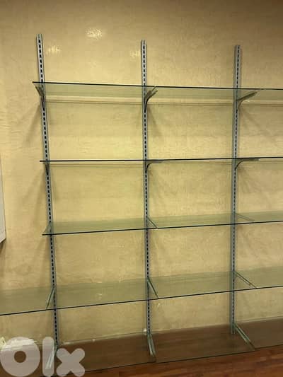Bulk Shop Shelves – Large Quantity – Glass & Metal – Full Set