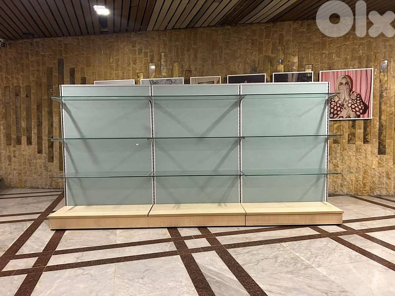 Bulk Shop Shelves – Large Quantity – Glass & Metal – Full Set 1
