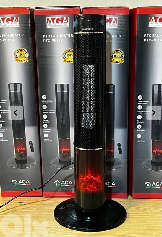 Modern Luxury Fireplace Design Rotating Fan Heater + Remote Control 1