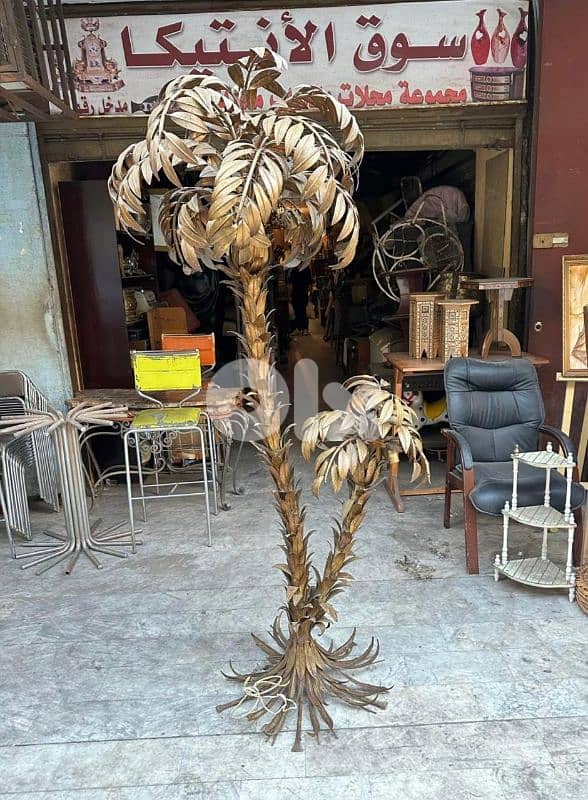 Golden Two Trunk Palm Lamp by Hans Kögl 220cm 1970’s لمبادير نخلة رائع 0