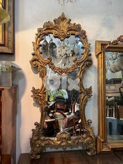 French mirroir مراي فرنسيه شغل حفر ناعم روعة تلبيس ورق ذهب اصلي