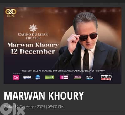 Marwan Khoury Concert - 2 TICKETS FOR SALE